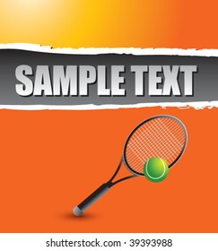 tennis racket on orange ripped template