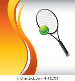 tennis racket on orange vertical wave