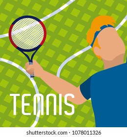 Tennis racket on player hands