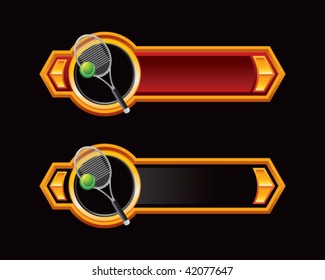 tennis racket on red and black arrows