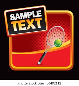 tennis racket on red halftone template