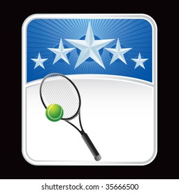 tennis racket on star backdrop