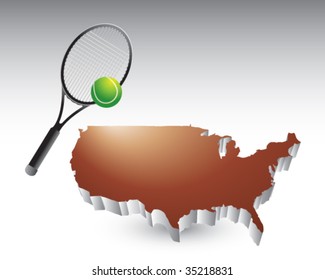 tennis racket on united states icon