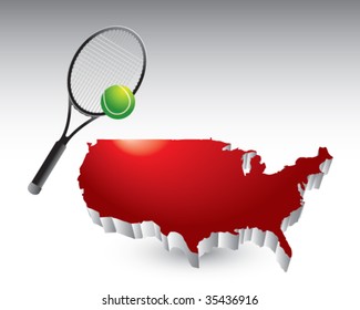 tennis racket on united states icon