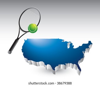 tennis racket on united states icon