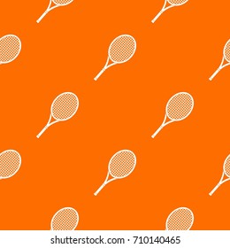 Tennis racket pattern repeat seamless in orange color for any design. Vector geometric illustration