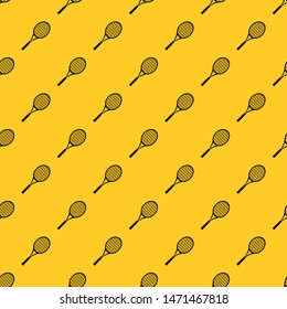 Tennis racket pattern seamless vector repeat geometric yellow for any design