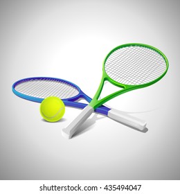 Tennis racket photorealistic vector illustration on a white background. Tennis racket on a tennis racket.