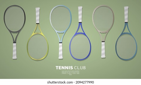 Tennis racket set , Simple flat design style , illustration Vector EPS 10, can use for tennis Championship Logo