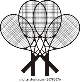Tennis Racket Shape Silhouettes Vector 06