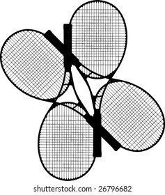 Tennis Racket Shape Silhouettes Vector 08