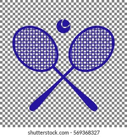 Tennis racket sign. Blue icon on transparent background.