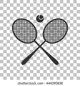 Tennis racket sign. Dark gray icon on transparent background.