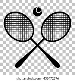 Tennis racket sign. Flat style black icon on transparent background.