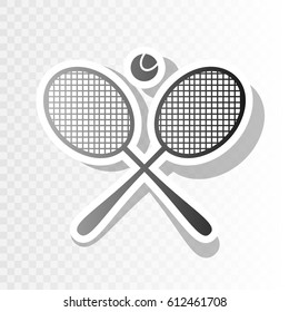 Tennis racket sign. Vector. Blackish icon on transparent background with transition.