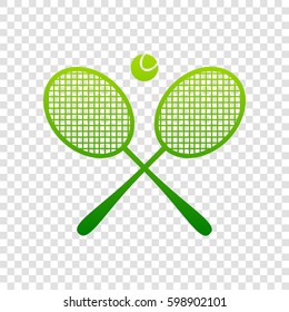 Tennis racket sign. Vector. Green gradient icon on transparent background.