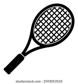 A Tennis racket silhouette vector on white background