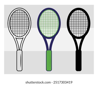 Raqueta de tenis, Raqueta de tenis, Raqueta de silueta, Vector de tenis, Deportes, Raqueta, Clipart, Vector, Pelota de tenis,