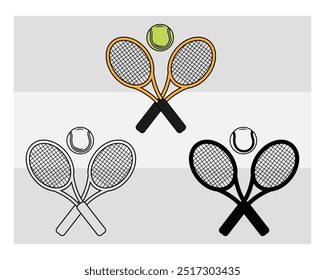 Raqueta de tenis, Raqueta de tenis, Raqueta de silueta, Vector de tenis, Deportes, Raqueta, Clipart, Vector, Pelota de tenis,