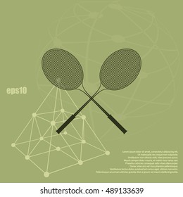 Tennis racket silhouettes stock vector icon illustration