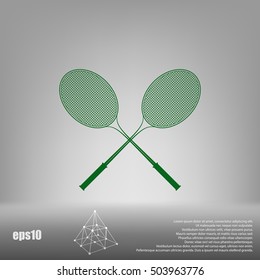 Tennis racket silhouettes stock vector icon illustration