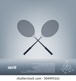 Tennis racket silhouettes stock vector icon illustration