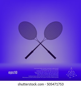 Tennis racket silhouettes stock vector icon illustration