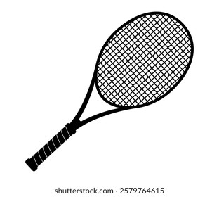 Tennis racket sport equipment hand drawn isolated illustration