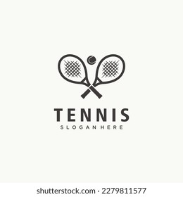 Tennis racket sport logo design template emblem tournament 