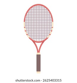Tennis racket standing up on a white background, ready for a tennis match