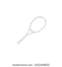 The tennis racket symbol filled with black dots. Pointillism style. Vector illustration on white background