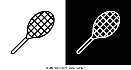 Tennis racket thin line vector icon set.