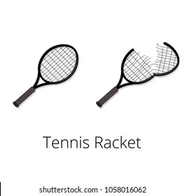 Tennis racket and torn tennis racket