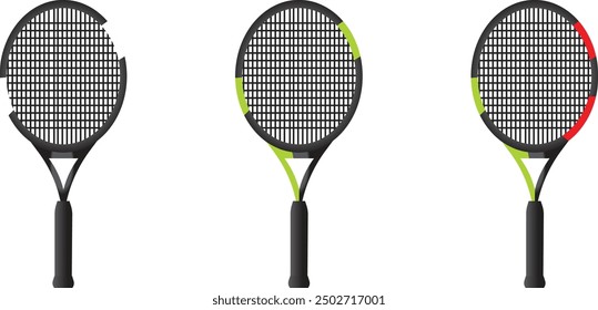 tennis racket transparent. set of tennis racket vector illustration landscape isolated on a white background.	