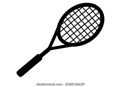 tennis racket vector art. silhouette tennis racket vector art on white background