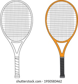 Tennis racket vector drawing animal vector drawing, cartoon vector, line art and color