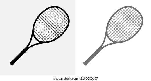 Tennis racket vector icon black classic illustration. Tennis racket icon