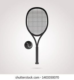 Tennis racket vector icon on white background. 