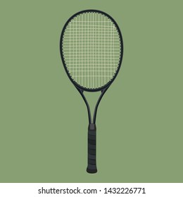 Tennis racket, vector isolated illustration. Racket sports game equipment.