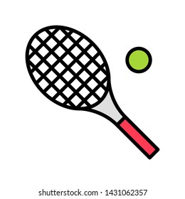 Tennis racket vector, Summer Holiday related filled icon editable outline