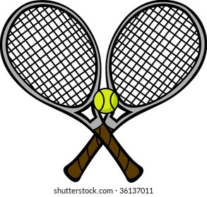 tennis rackets and ball