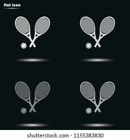 Tennis rackets and ball flat grayscale vector icon.