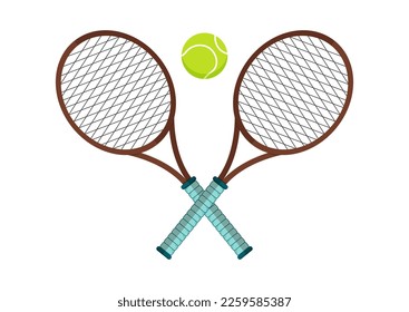 Tennis rackets with tennis ball isolated on white background vector