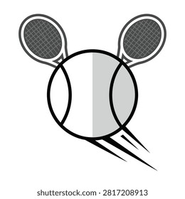 Tennis rackets and ball in motion blur illustration for sports recreation themes