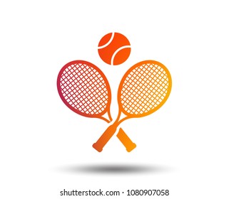 Tennis rackets with ball sign icon. Sport symbol. Blurred gradient design element. Vivid graphic flat icon. Vector