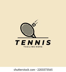 Tennis rackets and ball silhouette logo template design