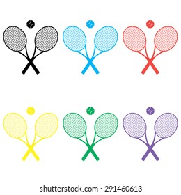 Tennis rackets with ball vector icon