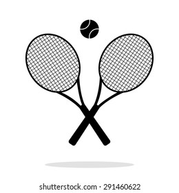 Tennis rackets with ball vector icon - Shutterstock ID 291460622