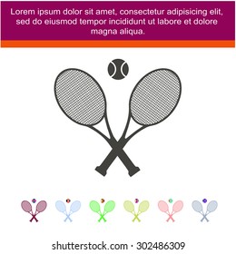 Tennis rackets with ball vector icon