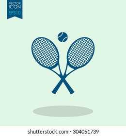 Tennis rackets with ball vector icon.